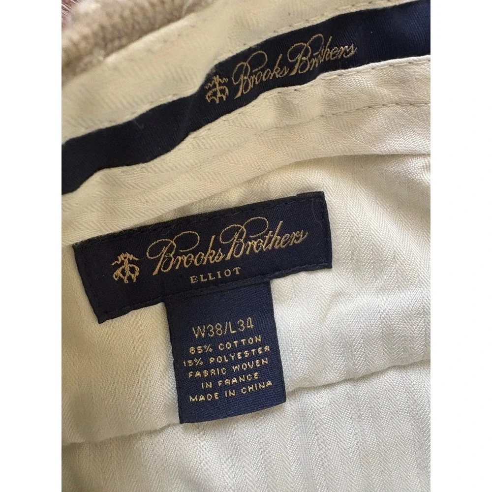 Brooks Brothers Elliot Corduroy Pants 38x34‎ Beige Tan Pleated Cuffed Cotton